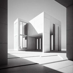Image of a minimalist architectural design, with clean lines and natural light and light colors