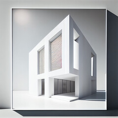 Image of a minimalist architectural design, with clean lines and natural light and light colors