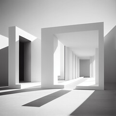 Image of a minimalist architectural design, with clean lines and natural light and light colors