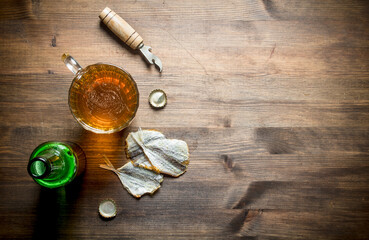 Beer and dried fish.