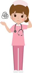 Female medical worker worry, medical staff, emoji cartoon