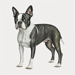 “Generative AI” Boston Terrier digital illustration.