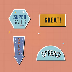 free set of sales stickers and promotional offers, modern design