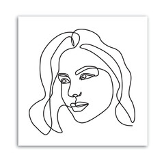 Continuous line drawing of Beautiful Woman's face. Natural cosmetics. Beauty Skin Care Concept for beautiful female model. sketch of woman's face in one line, artwork of woman's head.