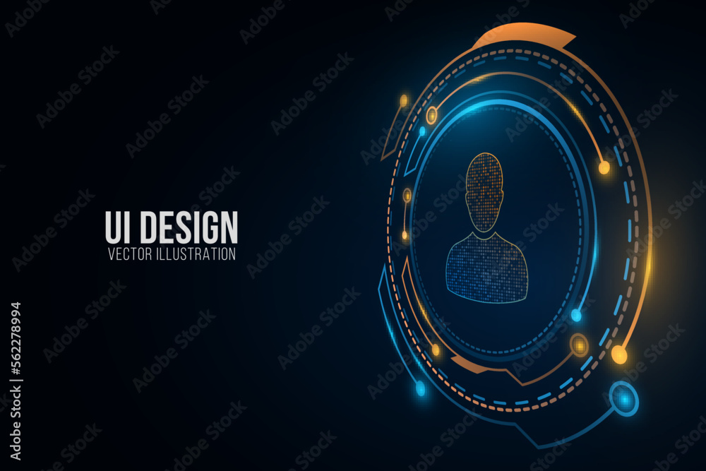Aufkleber futuristic user display wtih glowing hud round. storage of network user data. design gui elements. h