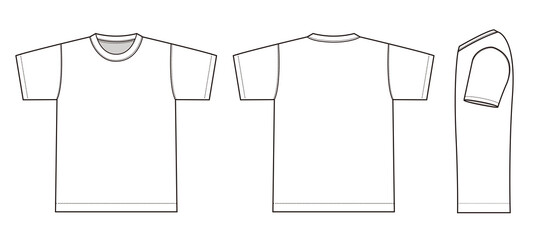 Short sleeve T-shirts template illustration (white / side) /png, no background
