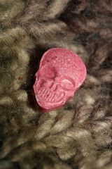 Purple skulls world's strongest ecstasy pills with mdma close up background high quality big size dope prints