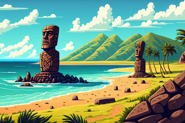 The most well known beach on Easter Island and conceivably the greatest in Chile is Anakena Beach. With its Polynesian island palm trees and breathtaking beach with a rich history, Ahu Nau Nau Moais
