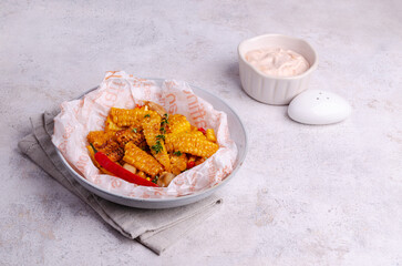 Fried spicy corn slices