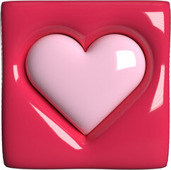 Red And Light Pink 3D Isolated Realistic Glossy Valentines Heart Shape Icon Illustration