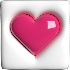 White And Pink 3D Isolated Realistic Glossy Valentines Heart Shape Icon Illustration