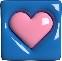 Blue And Pink 3D Isolated Realistic Glossy Valentines Heart Shape Icon Illustration