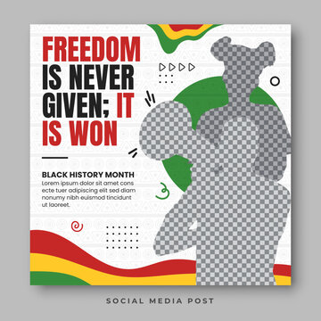 Freedom rights. Black history month social media banner template
