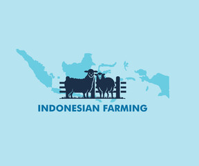 INDONESIANS FARMING SHEEP LOGO, silhouette of great sheeps couple vvector illustrations