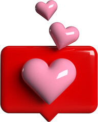 Red And Pink 3D Isolated Realistic Glossy Valentines Heart Shape Icon Illustration