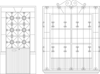 sketch vector illustration of an ancient classic iron fence