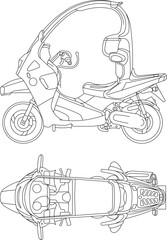 Naklejka premium sketch vector illustration of future motorcycle prototype