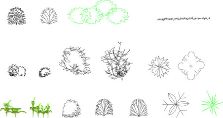 sketch vector illustration of multicolored bush grass