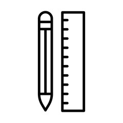 Pencil And Ruler Icon Logo Design Vector Template Illustration Sign And Symbol Pixels Perfect