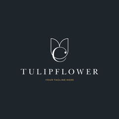Abstract Tulip Flower Initial Letter C custom logo typography Logo Design Vector Florist Massage Illustration
