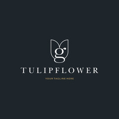 Abstract Tulip Flower Initial Letter G custom logo typography Logo Design Vector Florist Massage Illustration