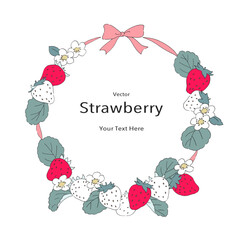 美味しい苺のフレーム-手書きの線画