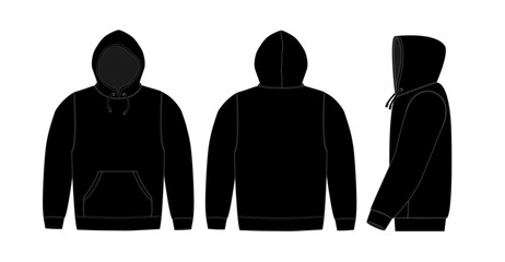 Template illustration of hoodie (hooded sweatshirt) with side view /png, no background © barks
