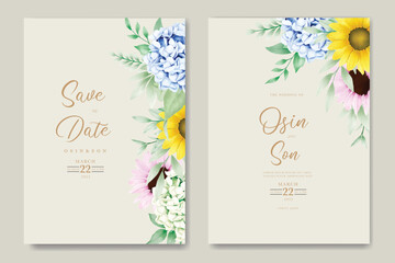Beautiful Watercolor Floral hydrangea Wedding Invitation Card