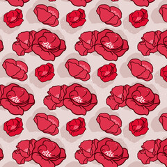 Red Poppies Seamless Pattern. Floral pattern for cover, print design. 
