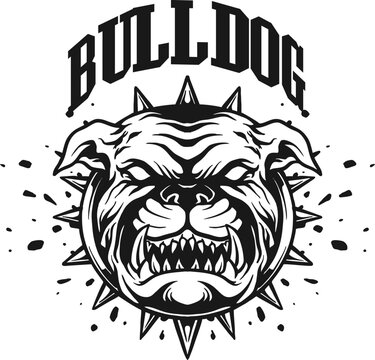 Bulldog word hand lettering vintage logo mascot monochrome Vector illustrations for your work Logo, mascot merchandise t-shirt, stickers and Label designs, poster, greeting cards advertising business 