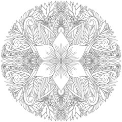 Mehndi Henna Drawing Circular Mandala pattern for tattoo, decoration premium product poster or painting. Decorative ornament in ethnic oriental style. Outline doodle hand draw illustration.