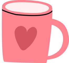 cup of coffee with heart flat style