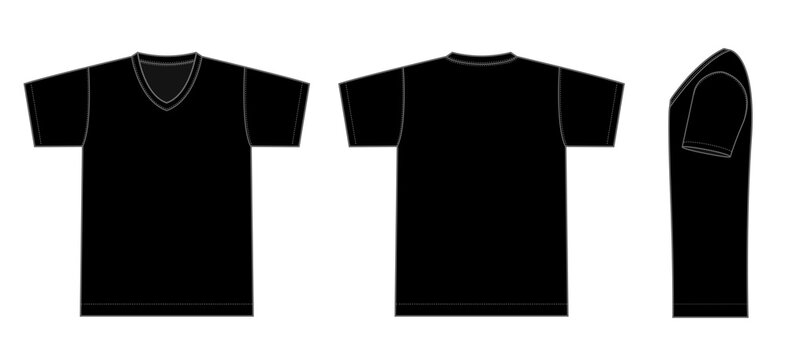 Black V Neck T Shirt Template