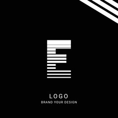Letter E initial logo template, alphabet with black background