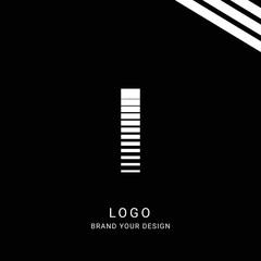 Letter I initial logo template, alphabet with black background