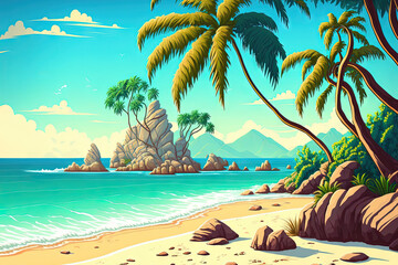 Obraz na płótnie Canvas a lovely tropical beach with white sand. Generative AI