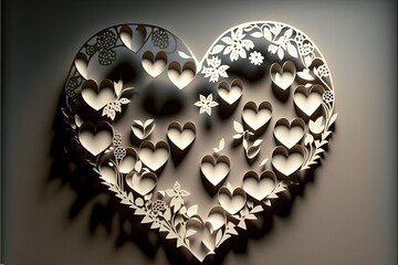 Paper cut heart decoration. Generative AI. 