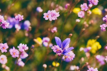 Fototapeta premium Spring Wildflowers Seamless Texture Pattern Tiled Repeatable Tessellation Background Image