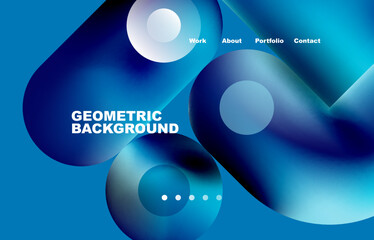 Website landing page abstract geometric background. Circles and round shapes. Web page for website or mobile app wallpaper