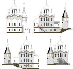 sketch vector illustration of a medieval classic holy church