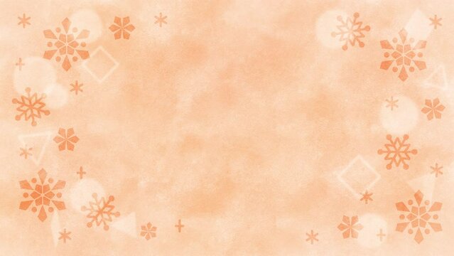 あったかポカポカ冬の温まるオレンジの雪の結晶の背景ループ動画