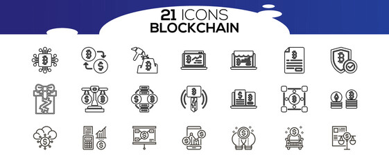 BLOCKCHAIN ICON SET DESIGN