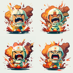 angry cute astronaut, vector illustration