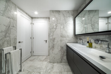 Luxury modern apartment in condominium in Montreal perfectly staged and furnished with amentinites...