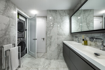 Luxury modern apartment in condominium in Montreal perfectly staged and furnished with amentinites common areas swimming pool, rooftop, terrace, gym, garden and city views