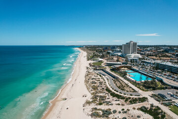 Aerial view of the coastline at Scarborough in the northern suburbs of Perth, Western Australia