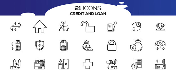 CREDITE AND LOAN ICON SET DESIGN