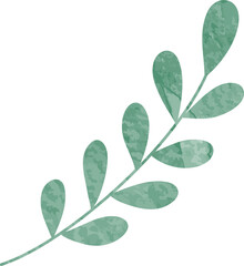 Watercolor winter leaf branch