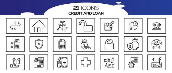 CREDITE AND LOAN ICON SET DESIGN