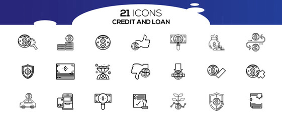 CREDITE AND LOAN ICON SET DESIGN